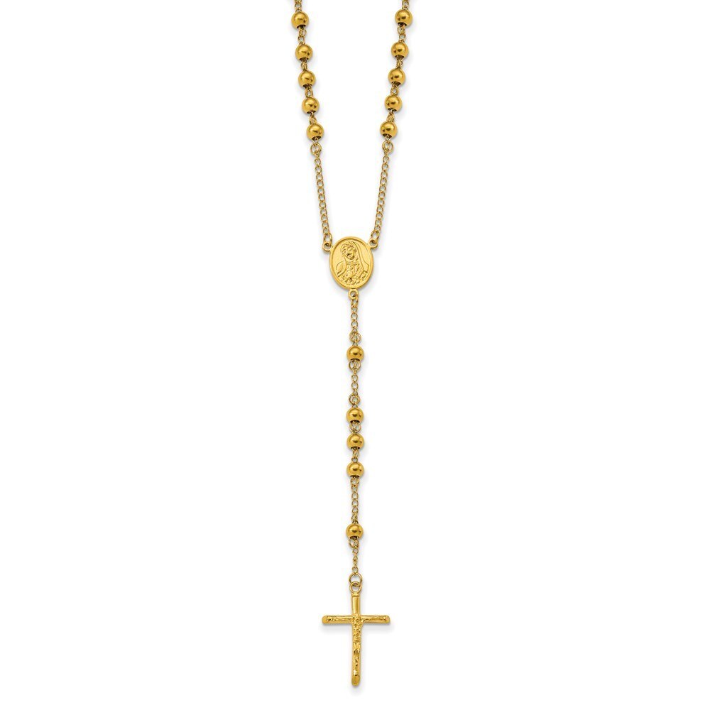 30" Stainless Steel Polished Rosary Necklace W297101