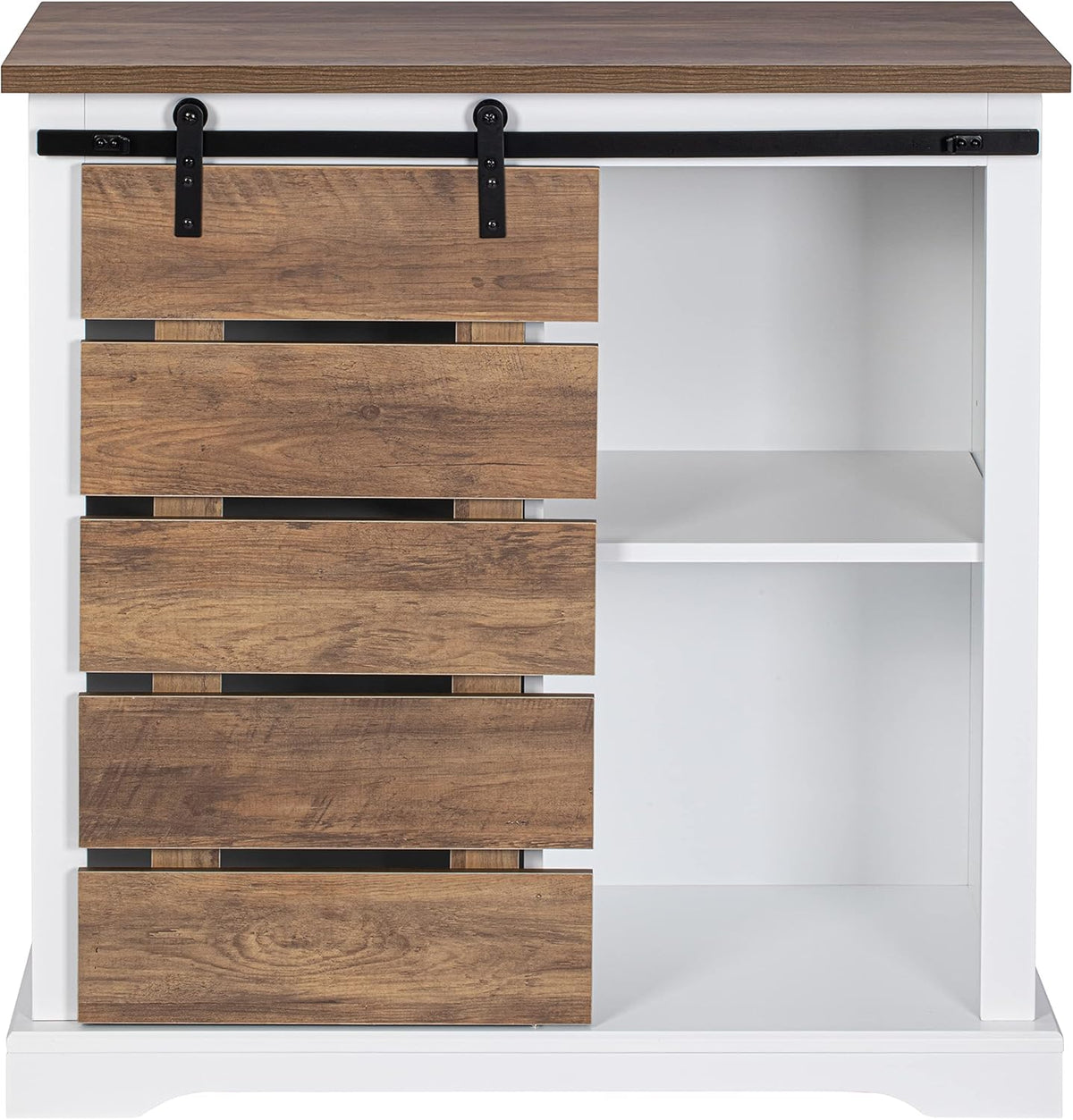 Farmhouse Sliding Slat Door Storage Console with Barn Door E24503