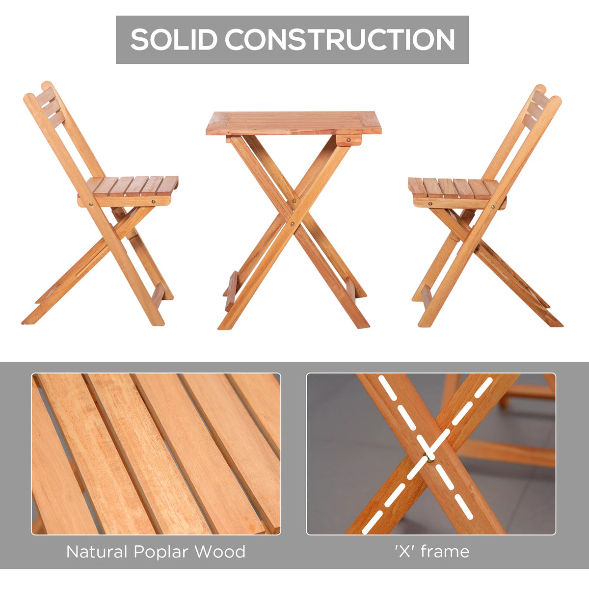 3 Piece Wooden Patio Bistro Set G61847
