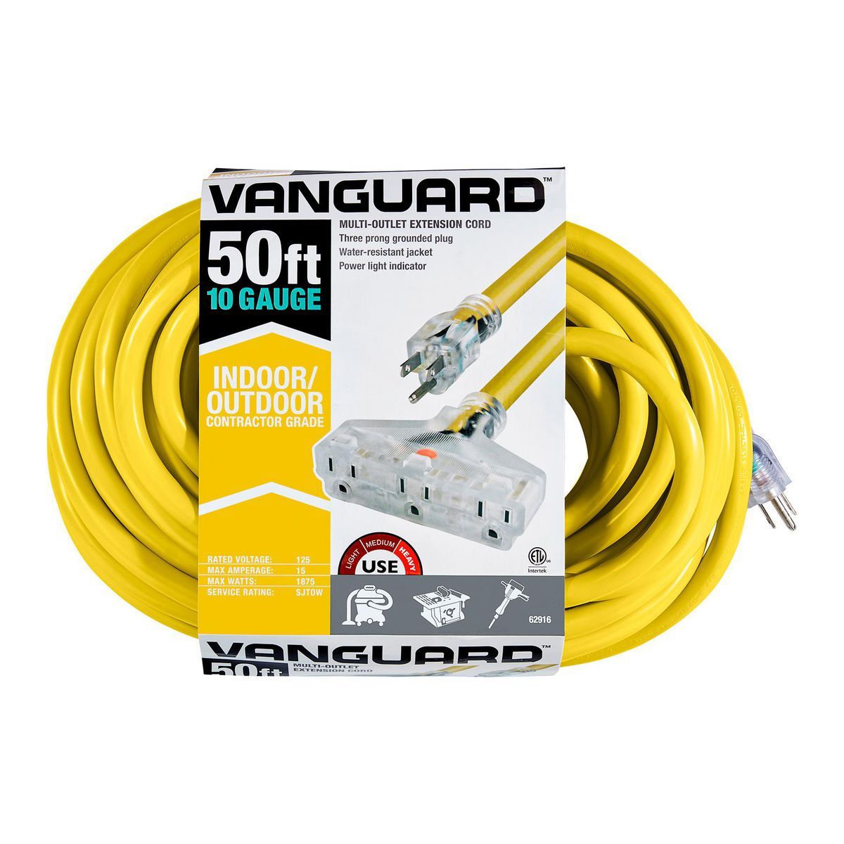 50 ft. 10/3 Gauge Triple-Tap Extension Cord V4608