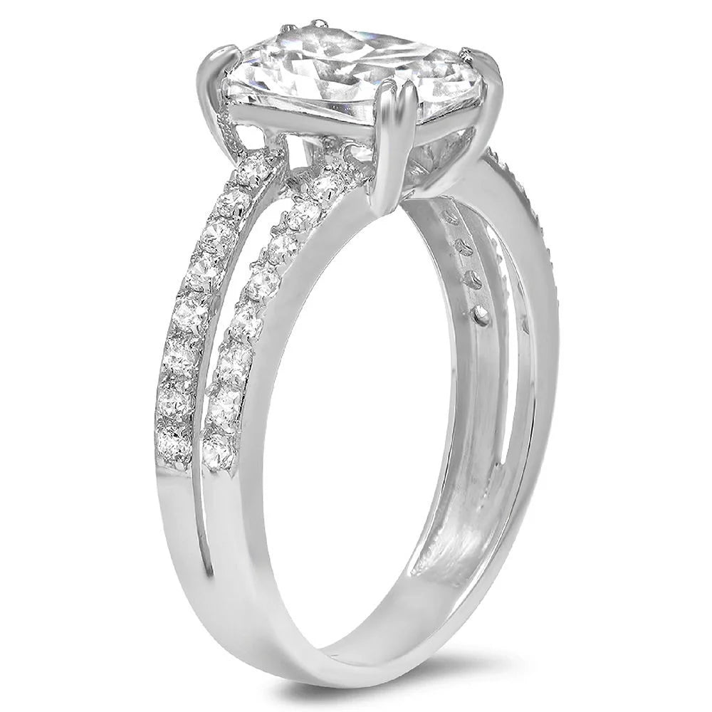 14K White Gold Cushion Cut Cultured Diamond Engagement Ring Y300793