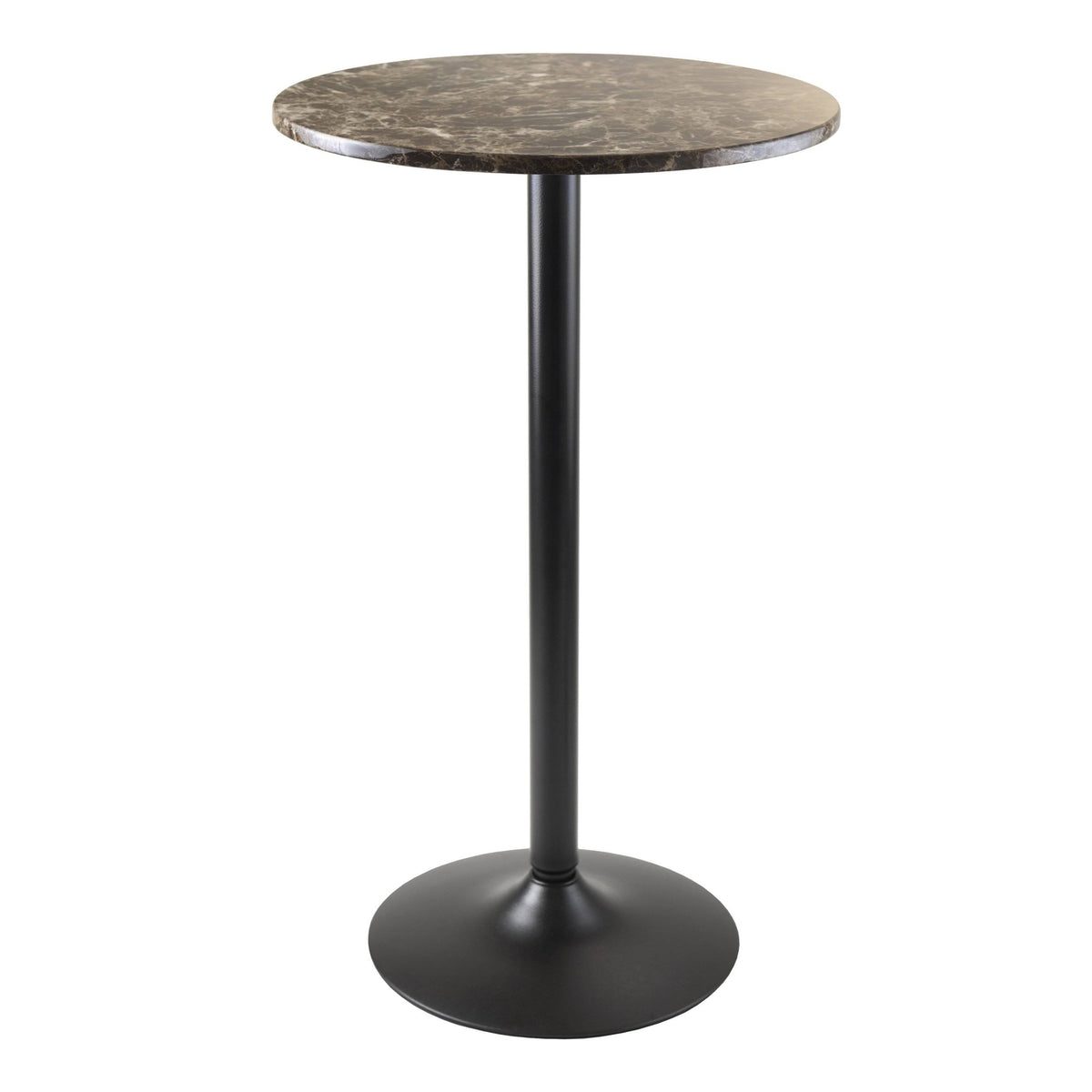 Black Round Faux Marble Top Pub Table C650181