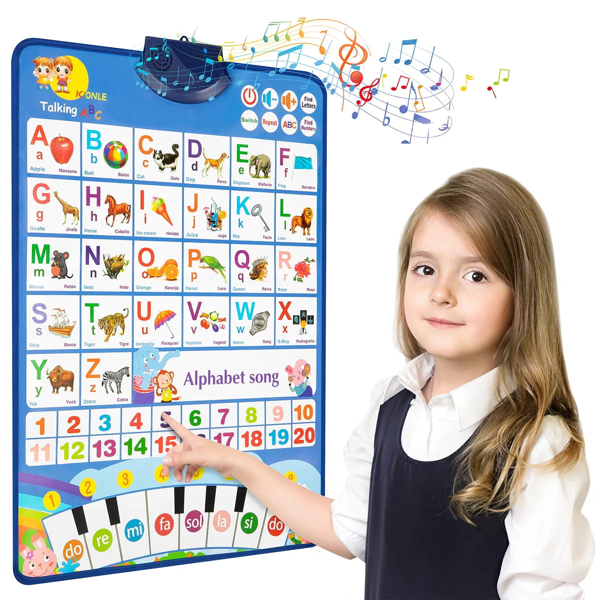 Electronic Alphabet Wall Chart, English & Spanish, Red L5833